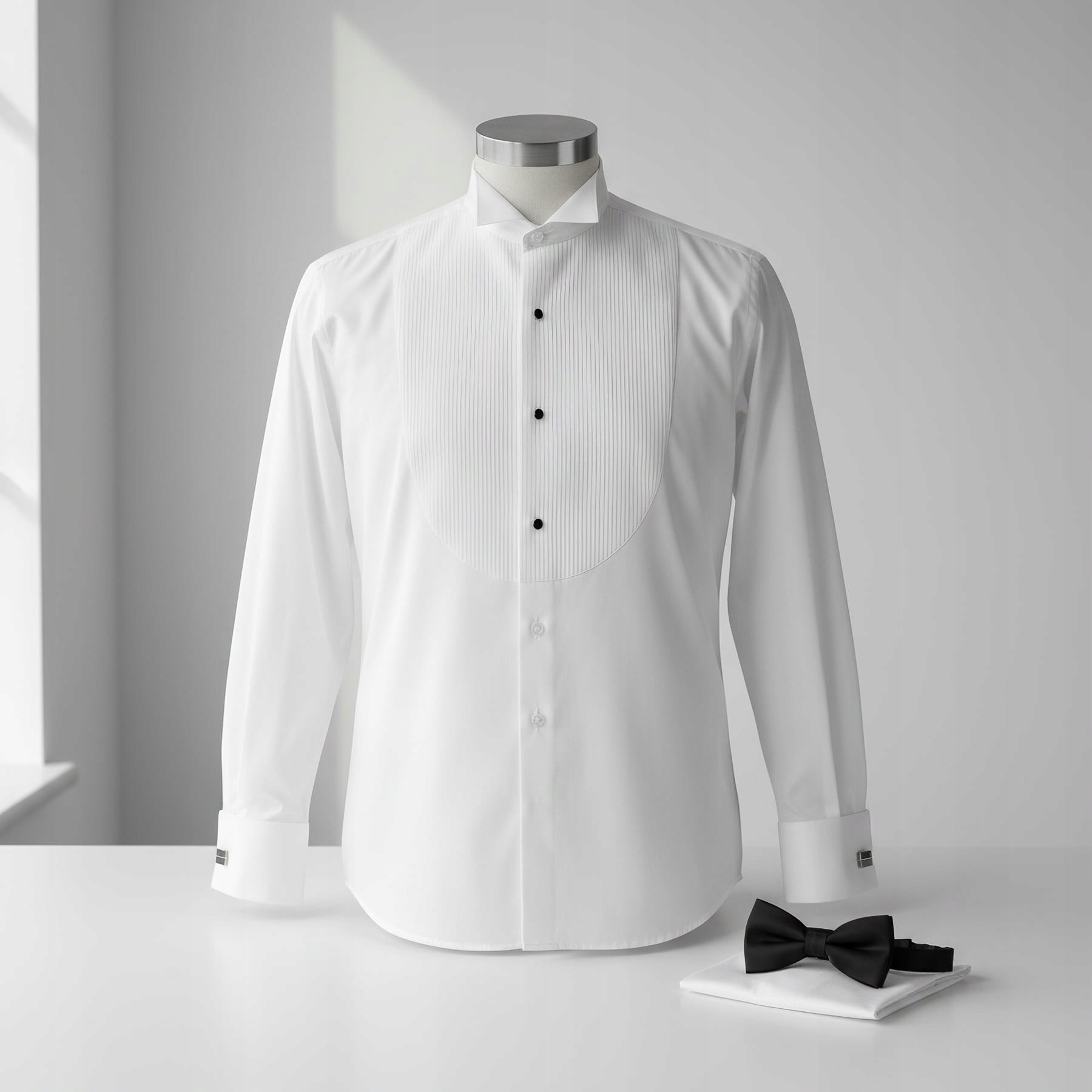 Luxusní pánská smokingová košile s náprsenkou na manžetové knoflíčky…