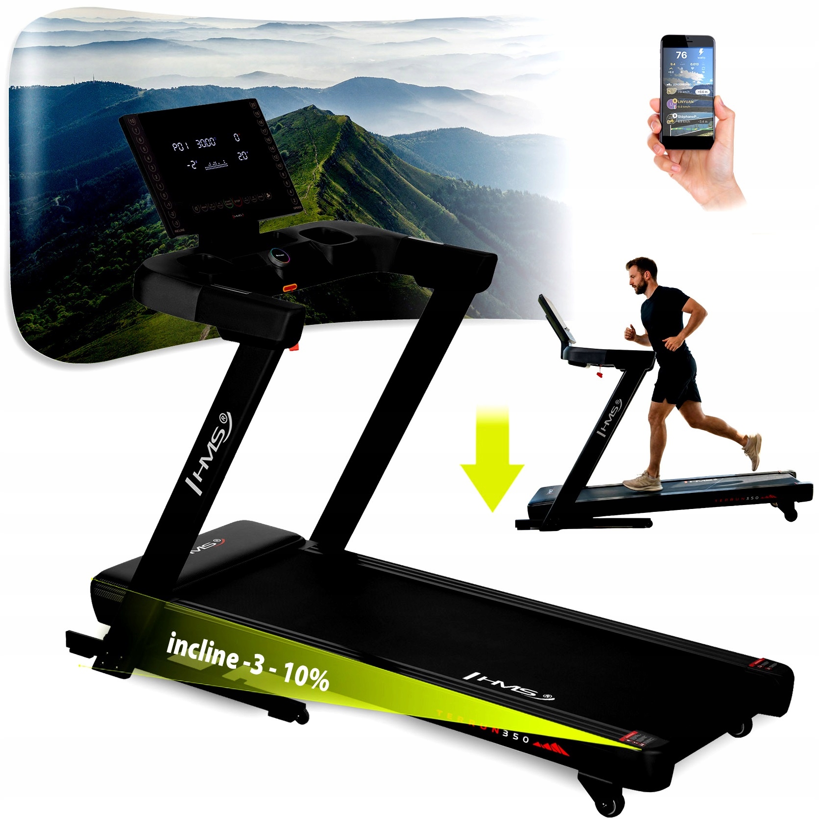 Hms Elektrický běžecký pás Cardio 22 km/h Systém ochrany kloubů