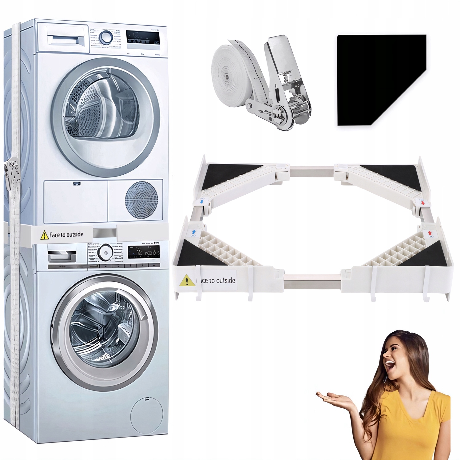 Stojak Na Pralkę Suszarkę Uniwersalny 46-72 cm 4 Mat Mata Antypoślizgowa