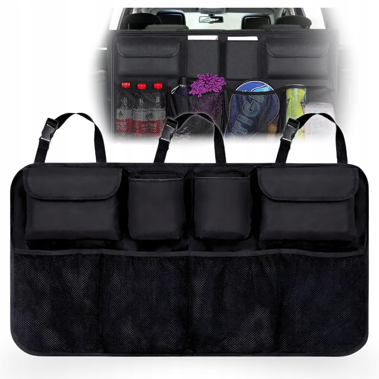 Organizer Do Bagażnika Samochodu Na Tylne Siedzenie Torba 8 Kieszeni Duży