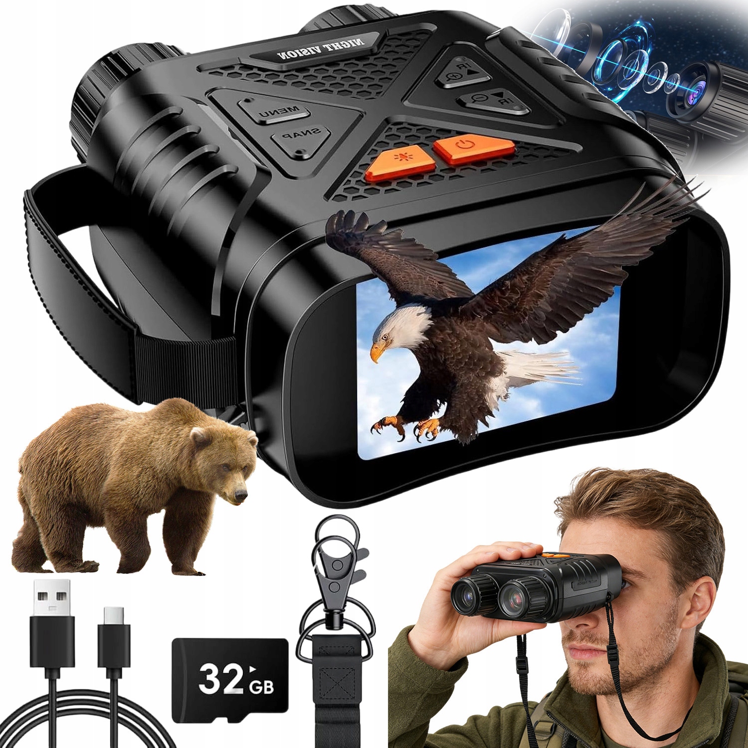 Digitální Kamera Pro Noční Vidění, Dalekohled 1080P, 10X Přenosný Zoom