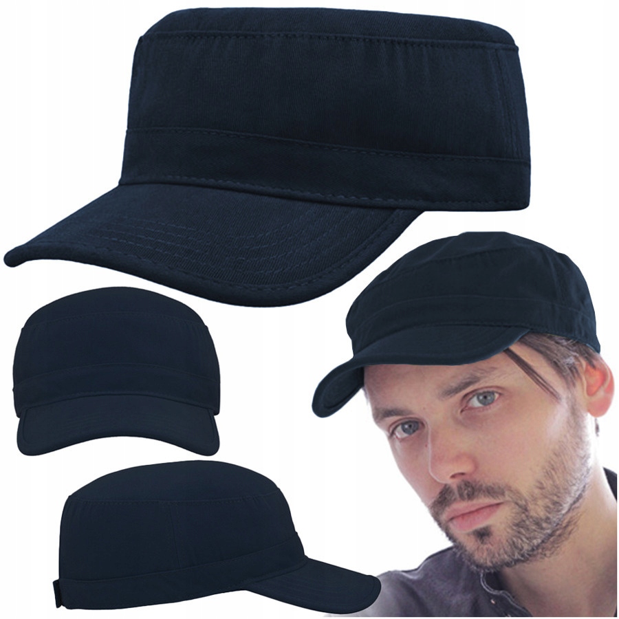 GRANATOWA CZAPKA Z DASZKIEM MĘSKA PATROLÓWKA REGULOWANE ZAPIĘCIE