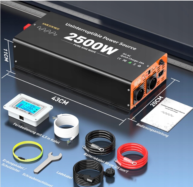 2500 W menič napätia Inverter 2 Zásuvka Plus Usb, Usb-c R5