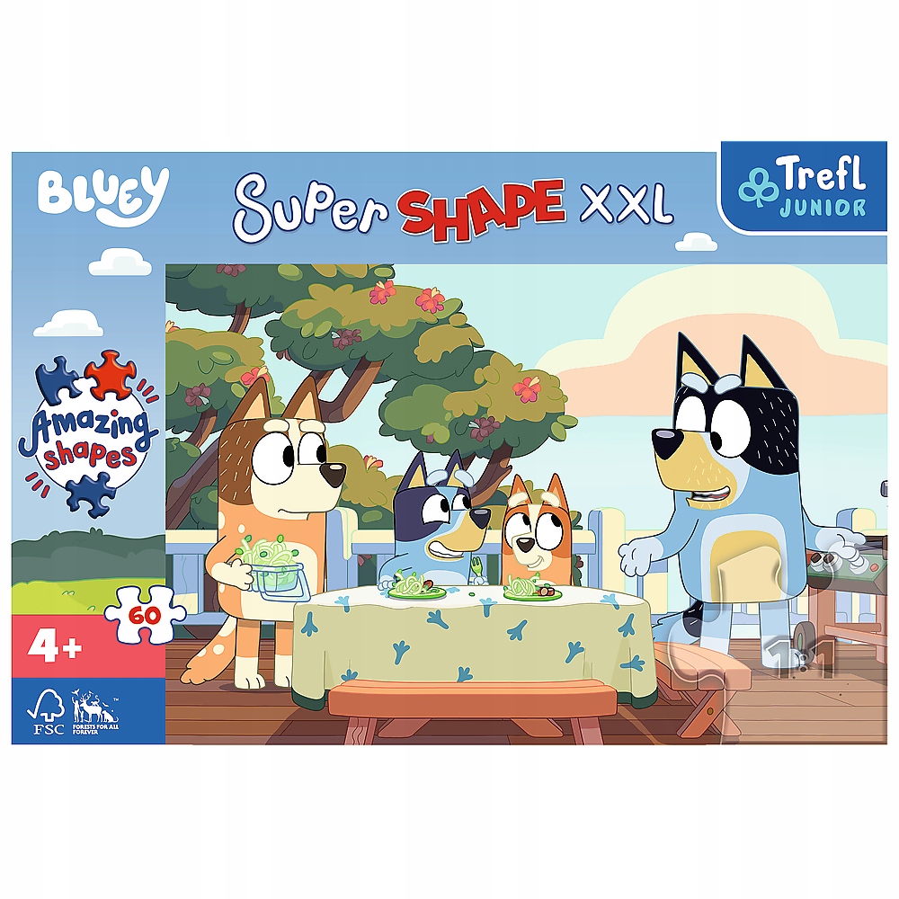 Puzzle Super Shape XXL 60 el. Bluey i przyjeciele Marka Trefl