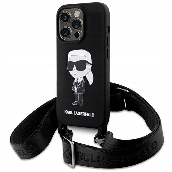 Pouzdro Karl Lagerfeld Crossbody Silicone Ikonik pro iPhone 15 Pro Max černé