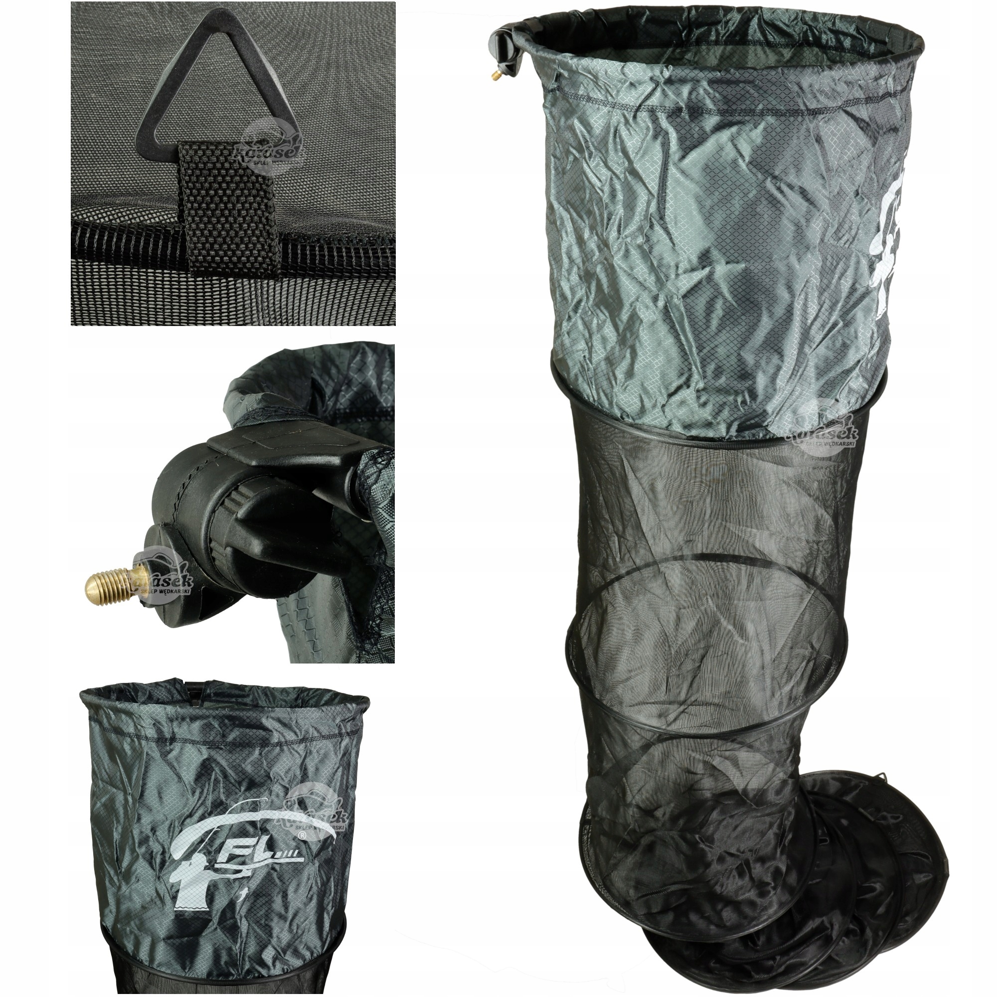 Siatka wędkarska okrągła sadzyk na ryby 300 x 45 cm z uchwytem na sztycę Fl