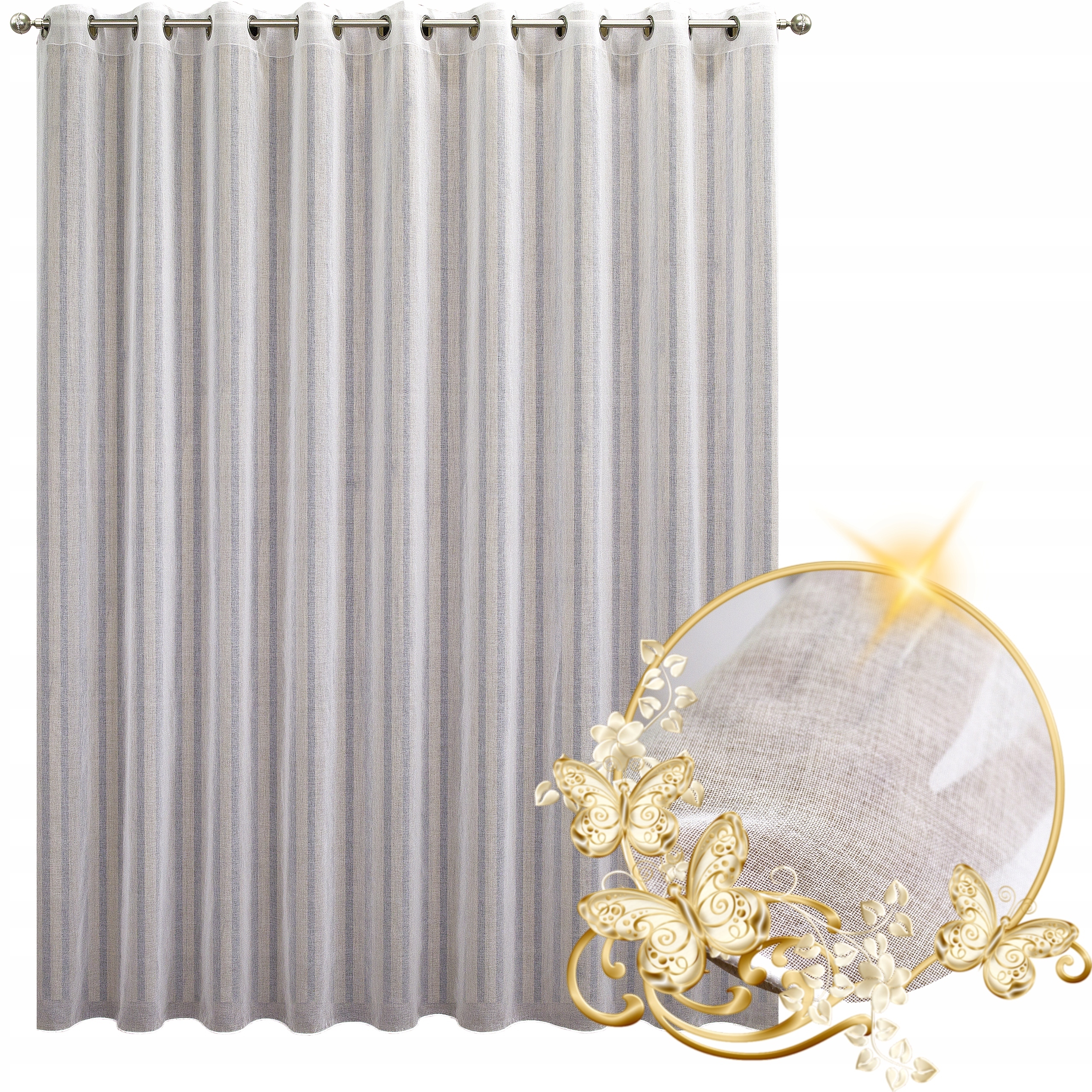 Lehká, hotová záclona z etaminu 300 x 210 cm – přirozená elegance s olověnkou