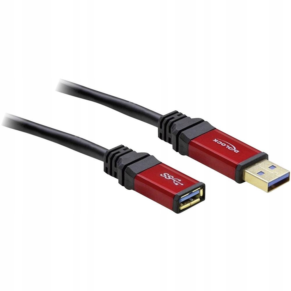 Przedłużacz Usb 3.2 Gen 1 A-a 5 m czarno-czerwony, pozłacany