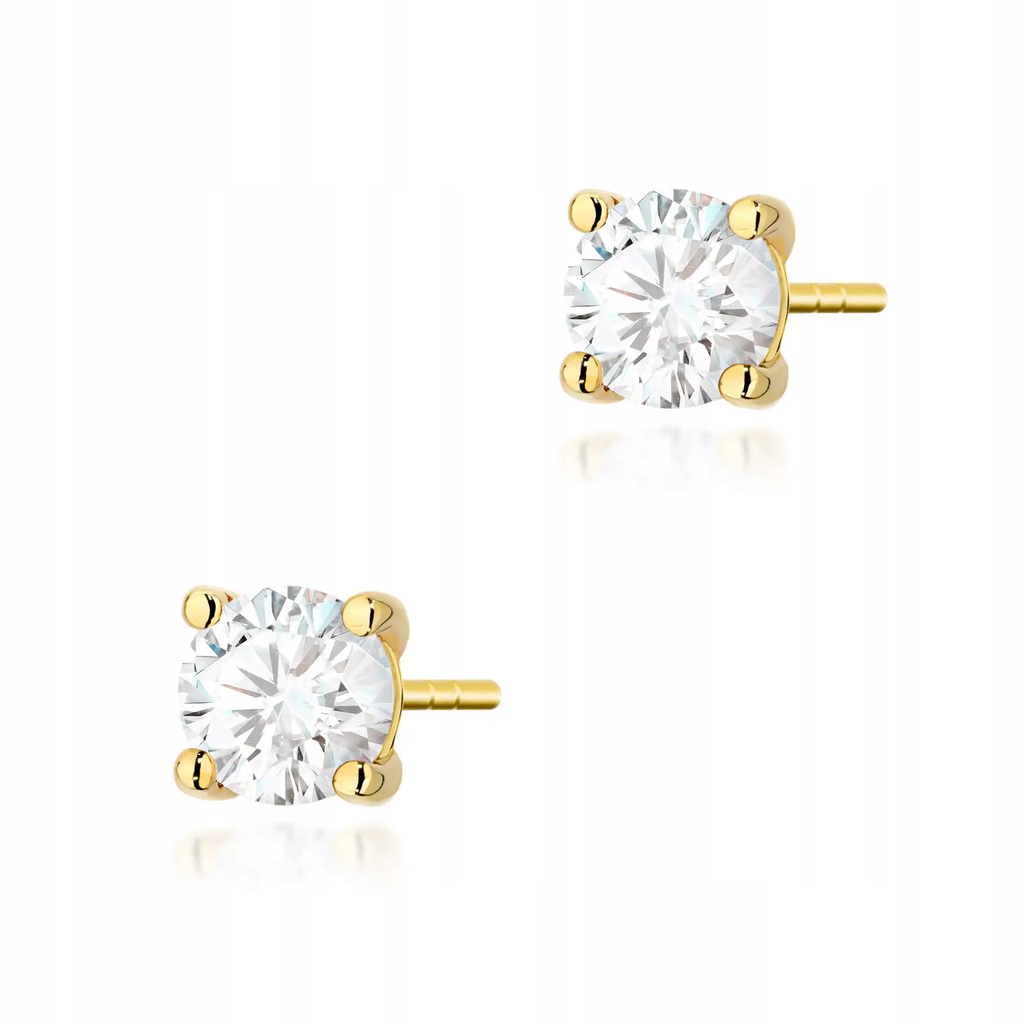 Zlaté Náušnice 585 s brilianty 0.70ct, lesklé, moderní design, 14kt