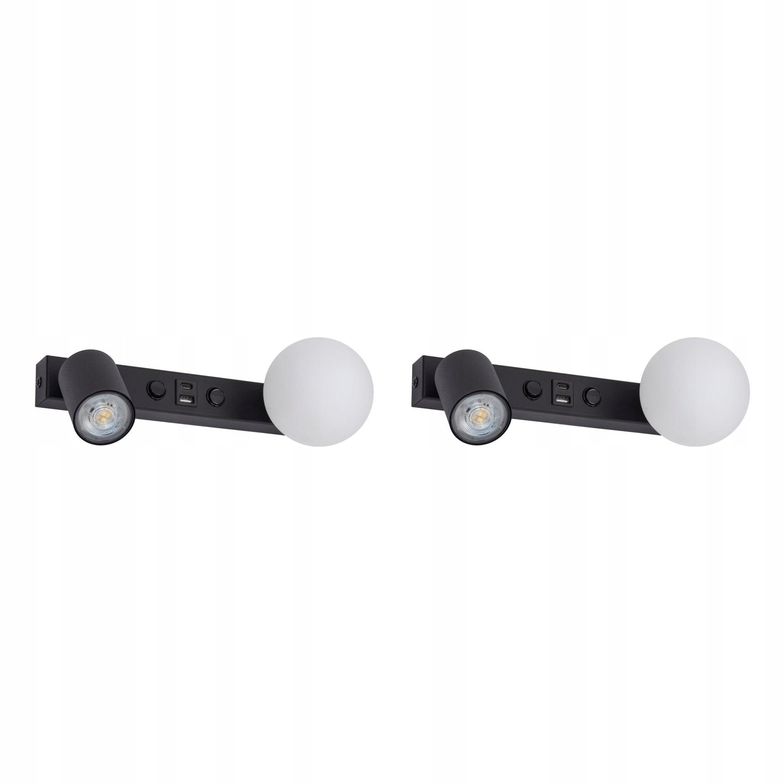Tk Lighting Sada 2x Nástenná lampa Nástenná Lampa Čierna Kov Reflektor