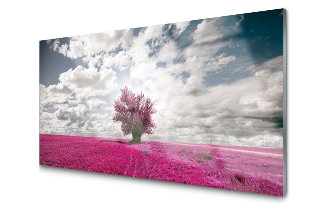 Sklenený panel dekor Strom Pole 120x60 Lepidlo