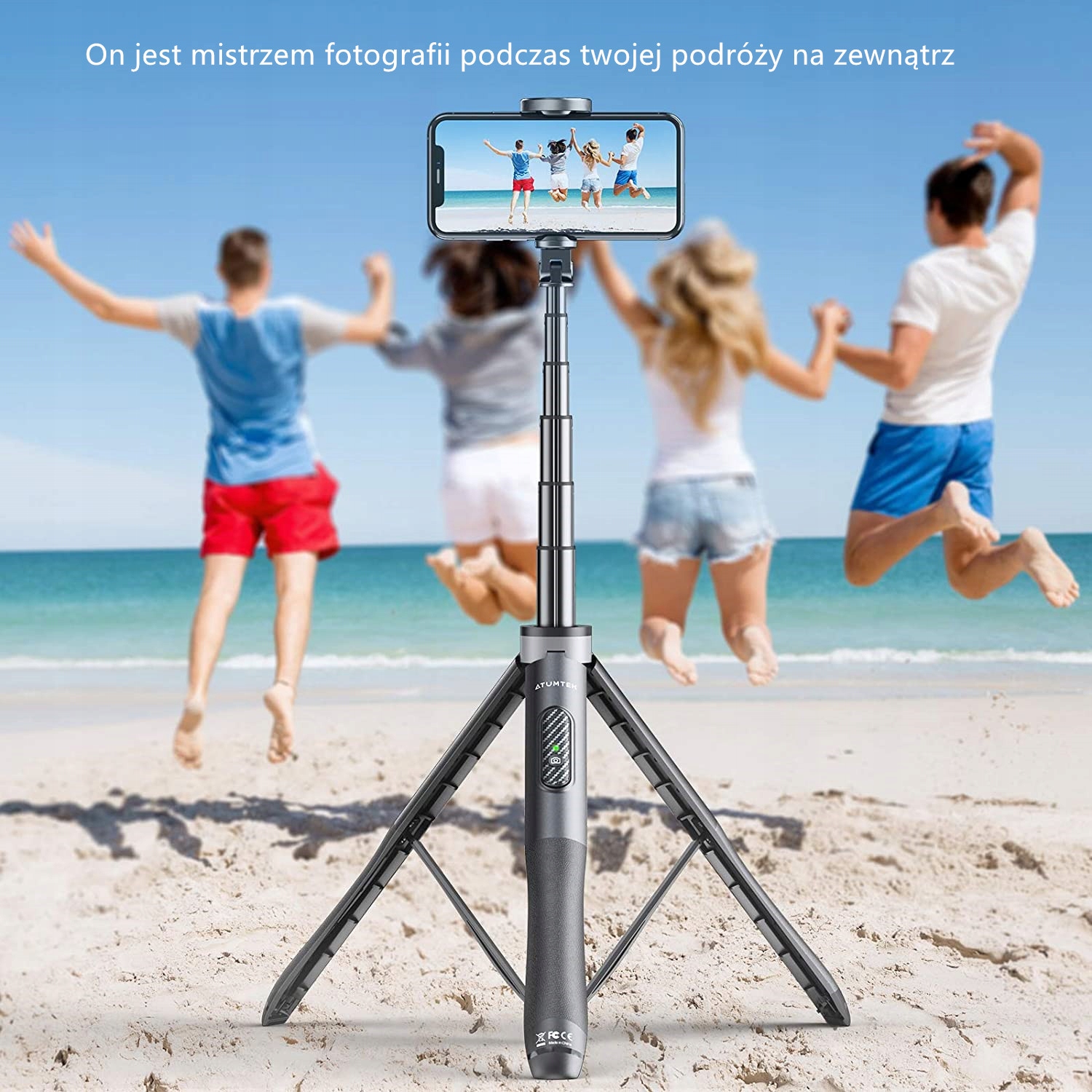 ATUMTEK kijek do selfie o długości 150 cm ATSS067 Obsługiwane systemy operacyjne Android iOS