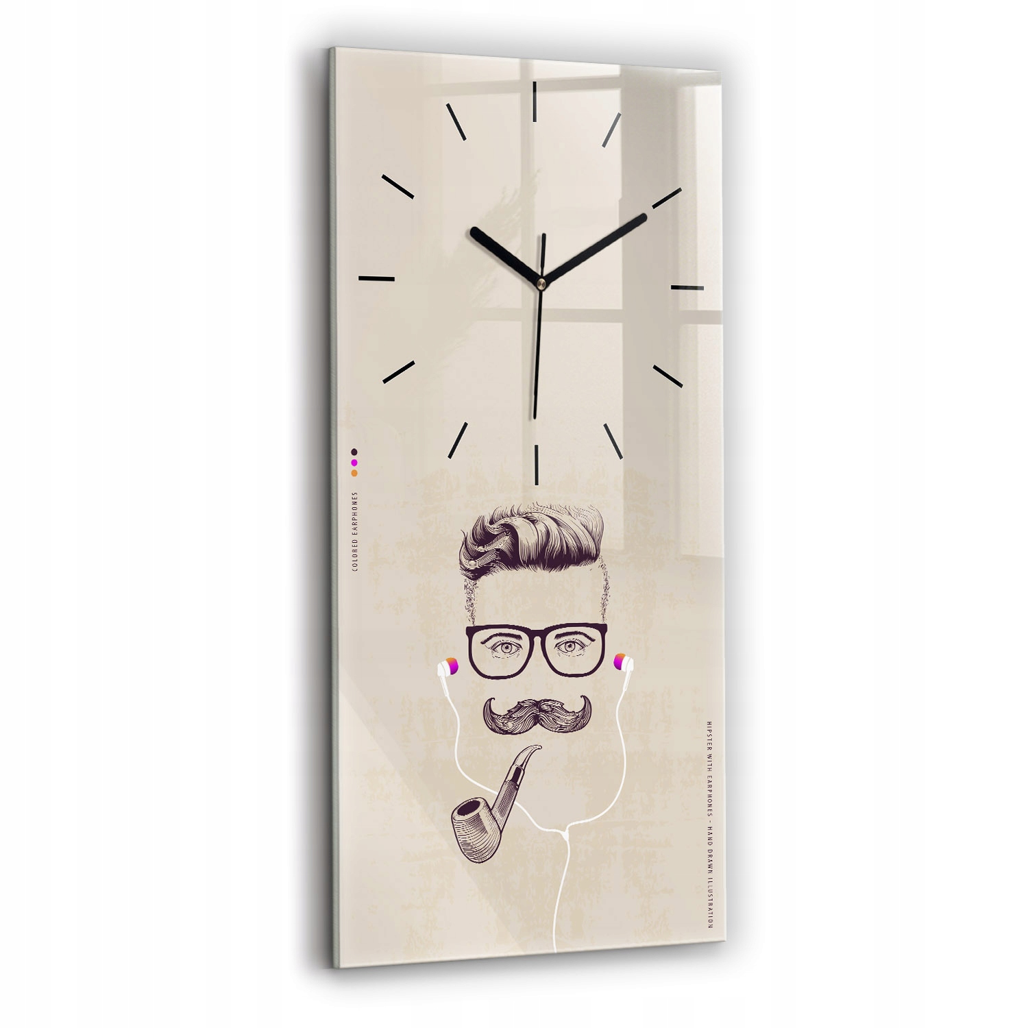 Skleněné hodiny do ložnice s stylovým potiskem Muž s dýmkou 30x60 cm