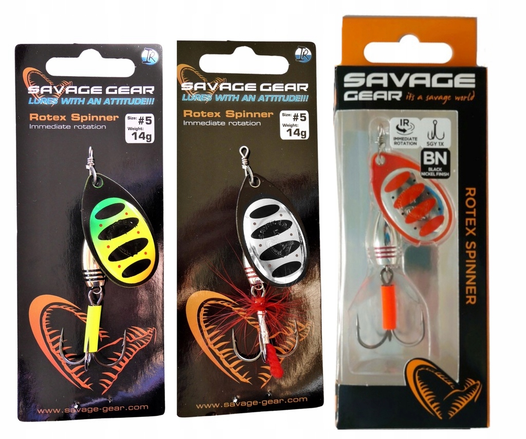 3x Savage Gear Rotex obrotówka spinner numer 5 zestaw waga 14g