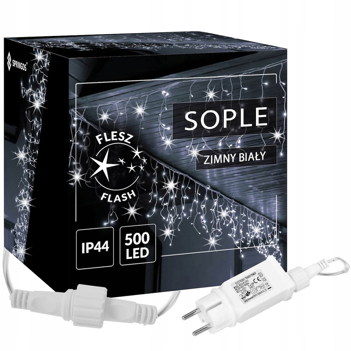 

Zewnętrzne Lampki Sople 500LED Flash Kurtyna 22,5M