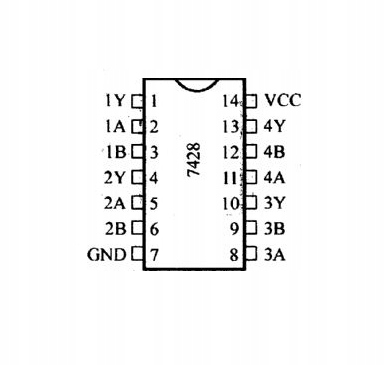 Układ scalony 74LS28: 4x 2-wejściowe bramki NOR SMD nie