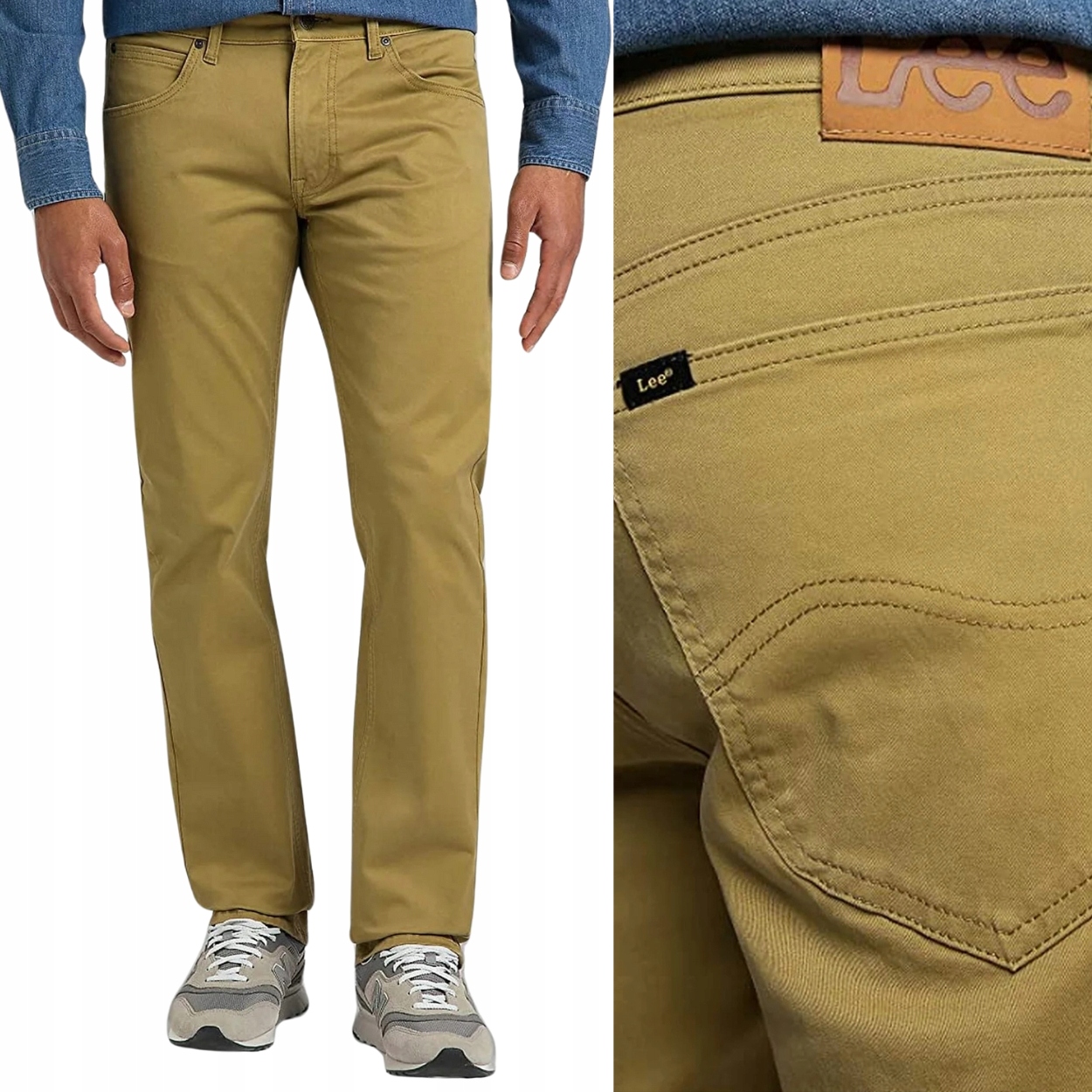 Lee Daren Ammonite jednoduché látkové kalhoty khaki nižšího střihu W32 L34