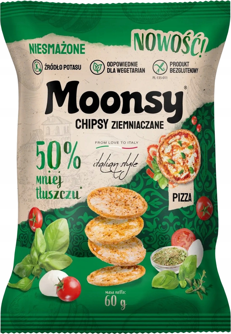 Levně Euro Wafel Moonsy Bramborové oplatky s příchutí pizzy Bez Lepku 60 g 12 ks