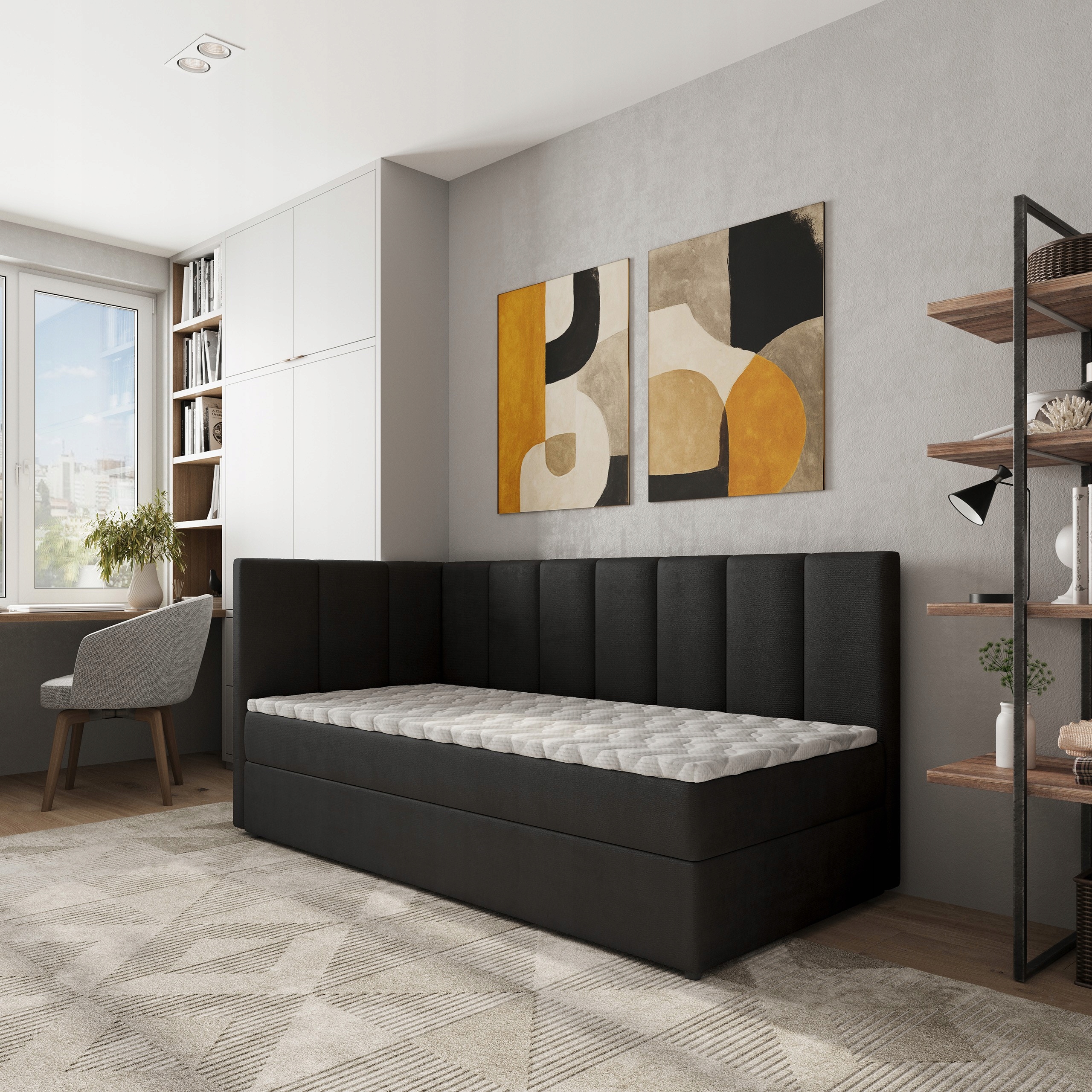 Jednolůžko Beve 100x200 cm s matrací Jednolůžkové Pro Mládež černé