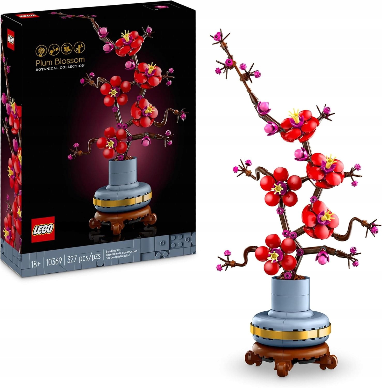 Květ švestky Lego 10369 Icons The Botanical Collection stavebnice květináč 327 Ks