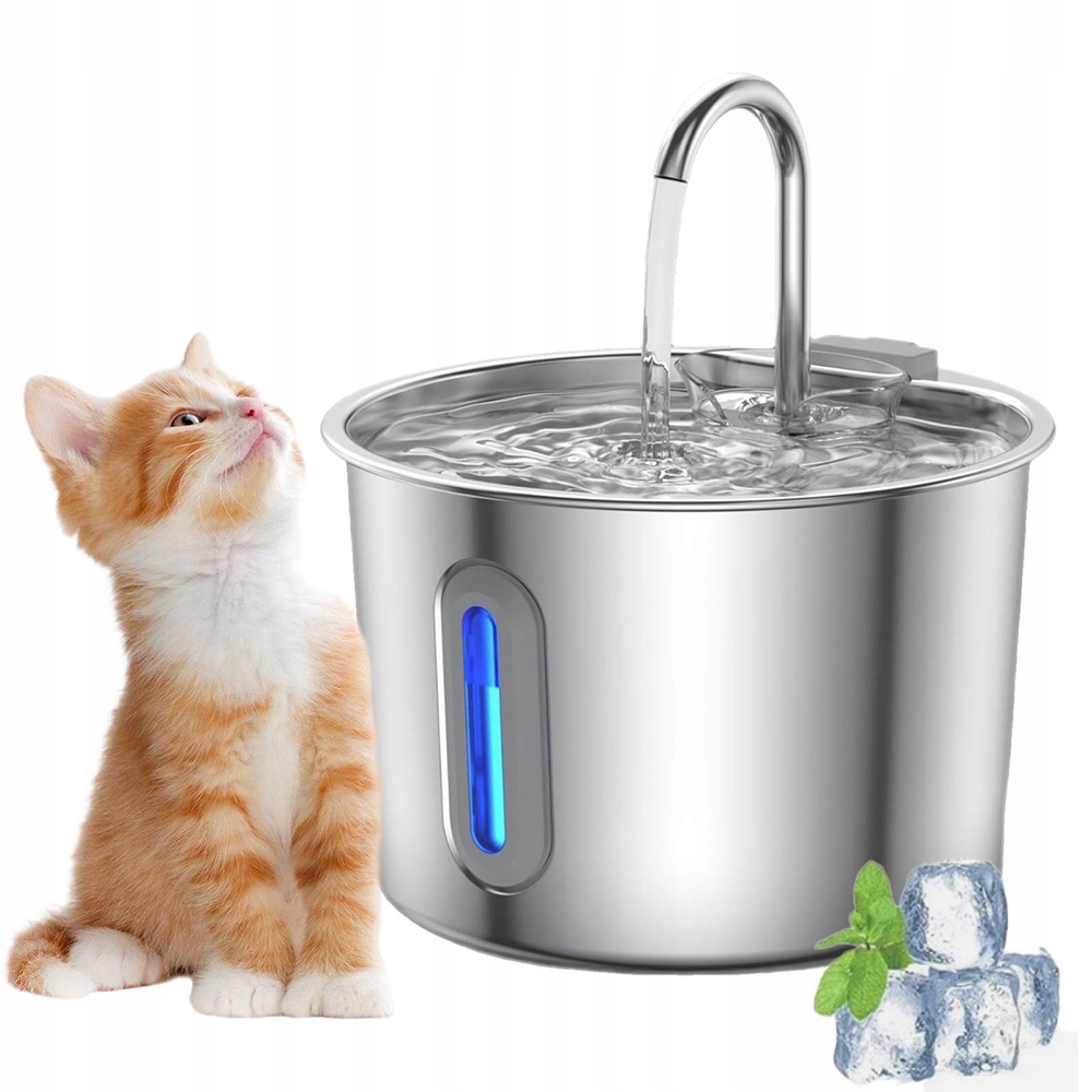 Fontána Automatická napáječka Z Nerezové Oceli pro psa a kočku 2.2 l