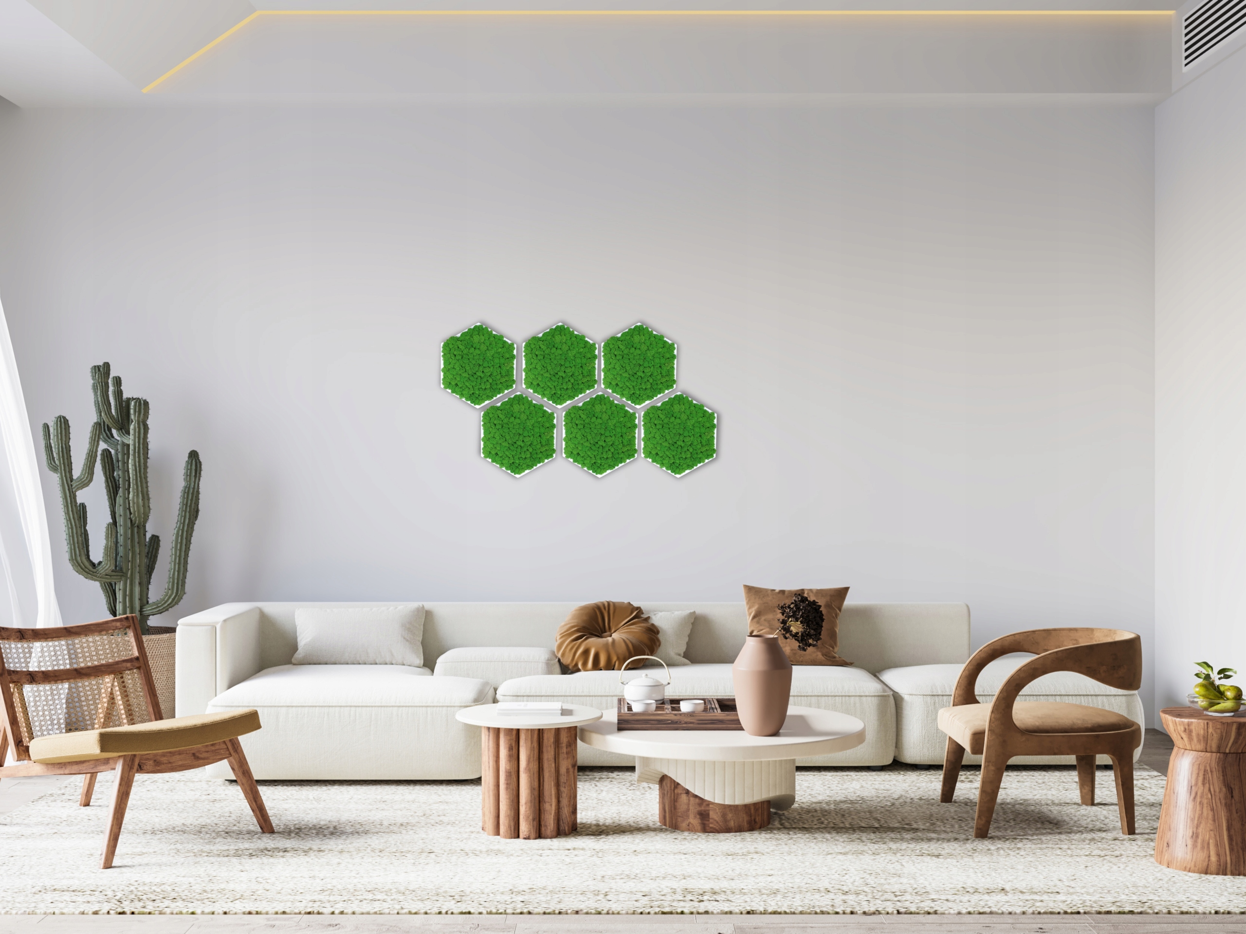 OBRAZ Z MCHU w drewnianej ramie HEKSAGON mech chrobotek ŻYWY OBRAZ handmade Rodzaj mech chrobotek