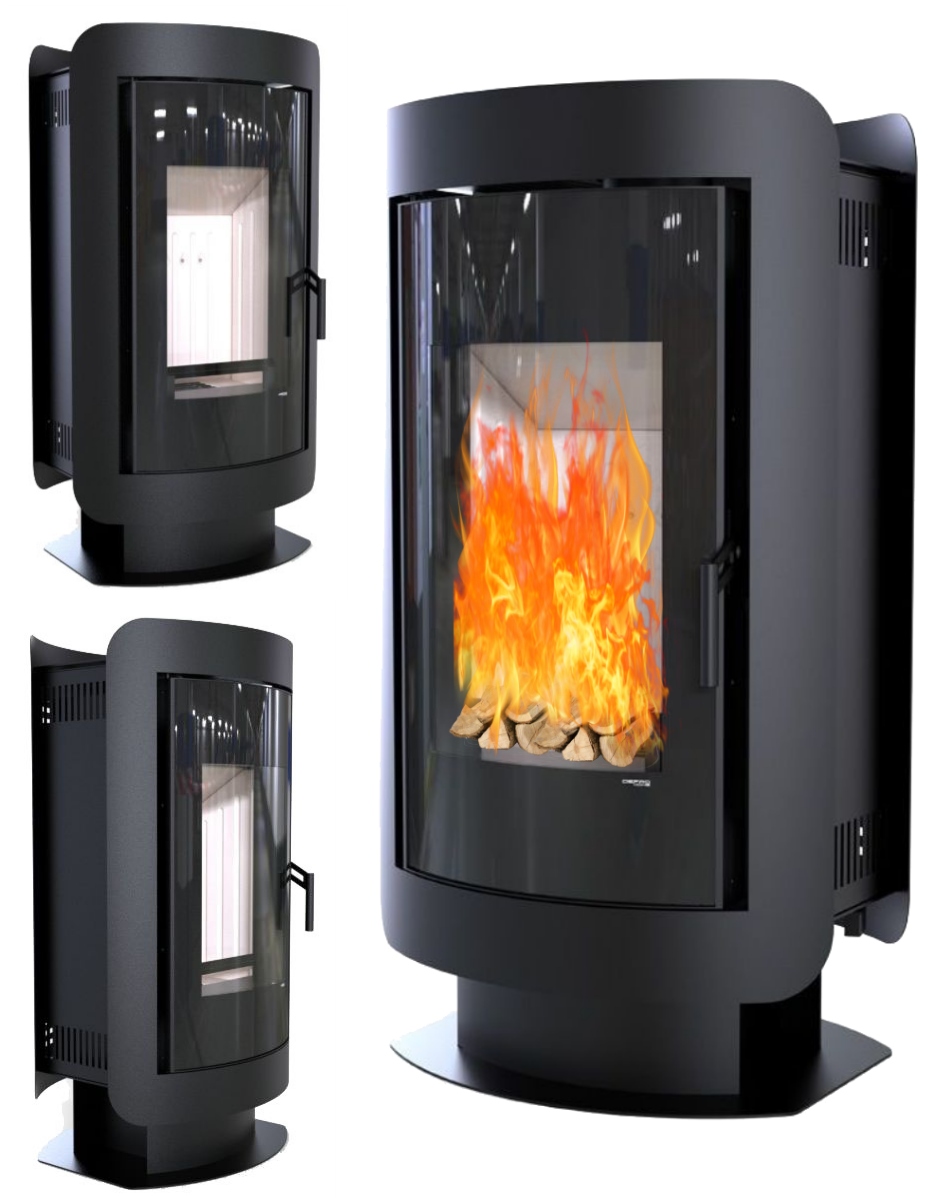 Piecyk piec Defro Home Oval 9 Kw koza kominek na drewno dolot rekuperacja