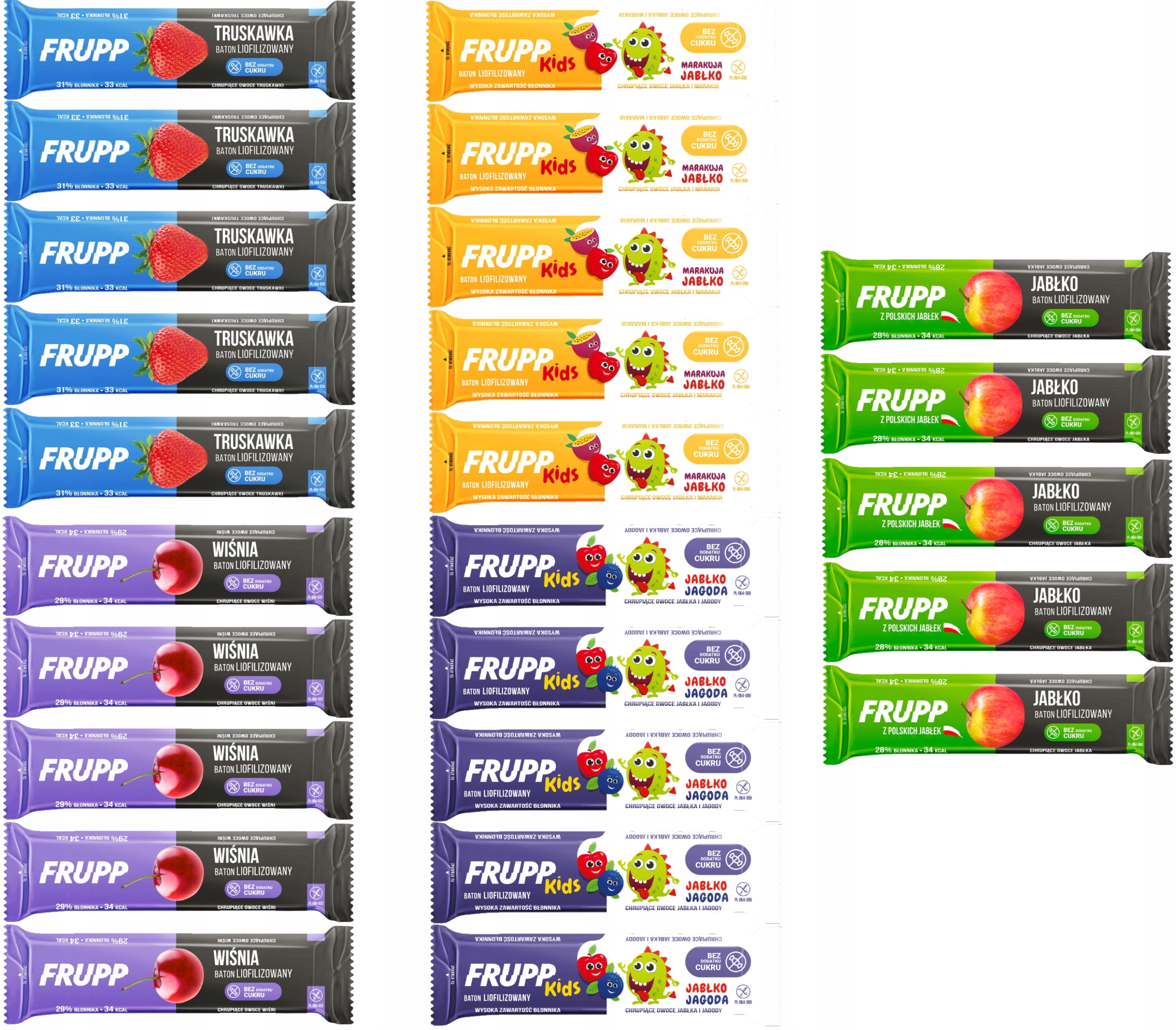 25 x Frupp Liofilizovaná tyčinka sušené ovocné tyčinky MIX 5 příchutí jahoda