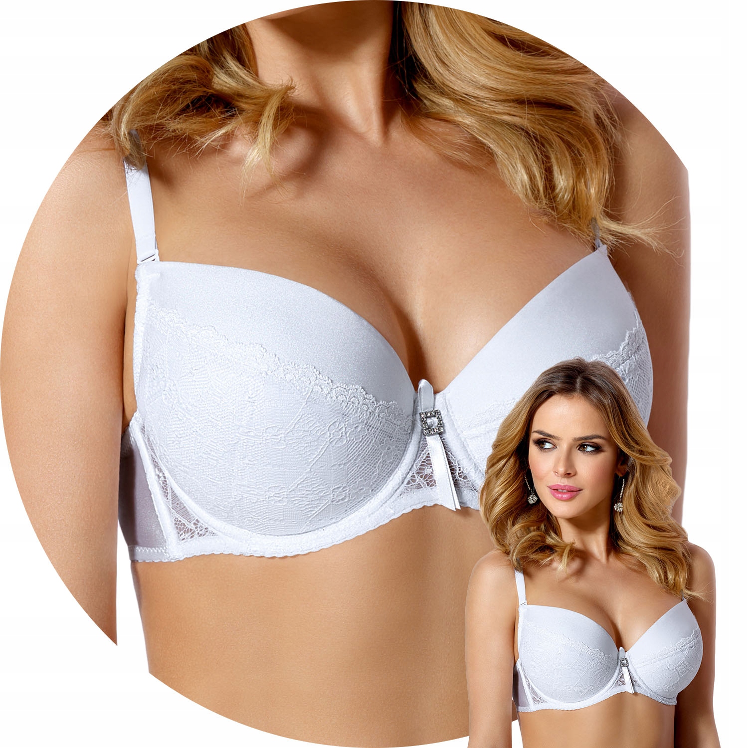 Vena VB-1118 bílá Podprsenka 85B krajková Push-up