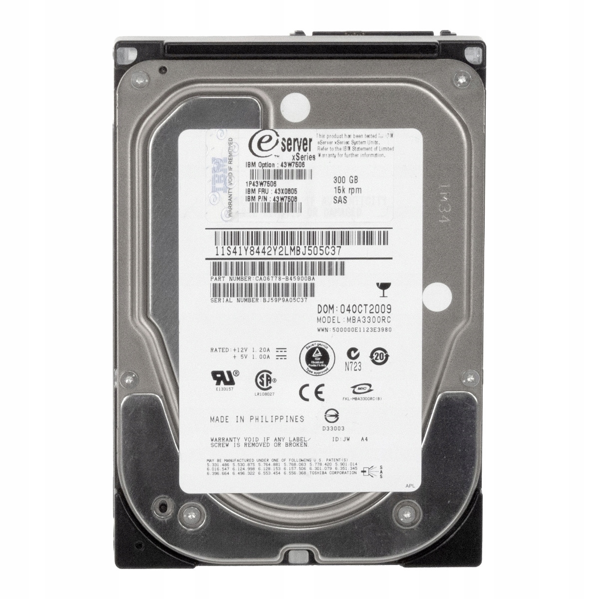 Ibm 43X0805 43W7508 300GB 15K 16MB Sas 3.5'' MBA3300RC