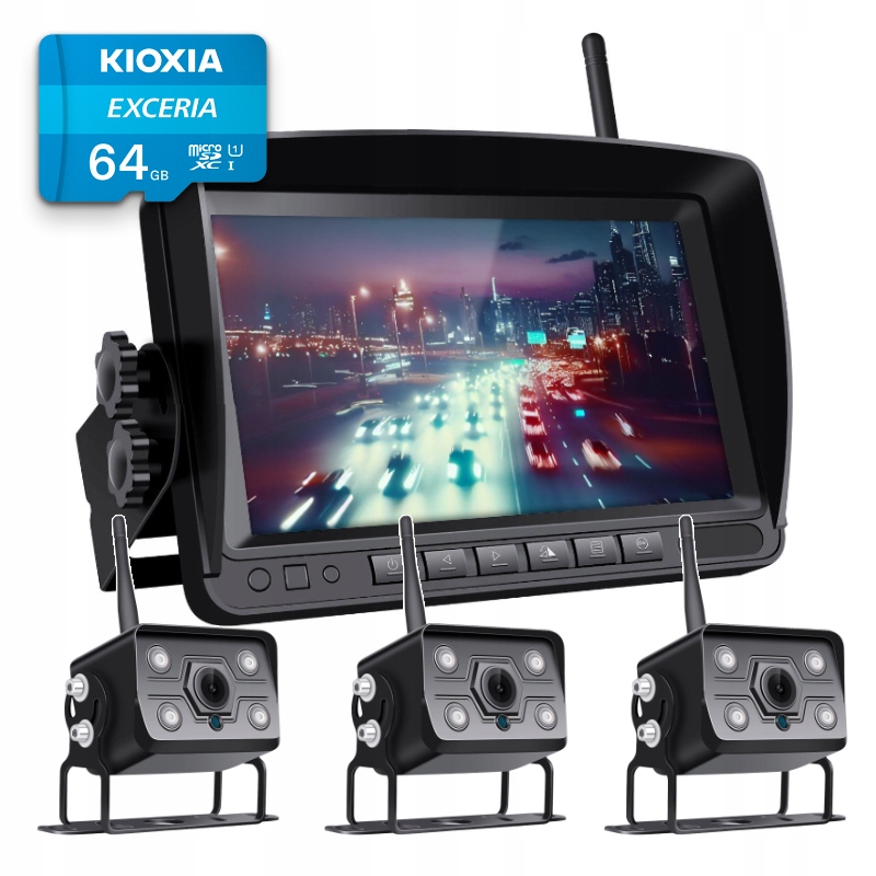 Bezdrátový Couvací Set Ips 3 Kamery Fhd 64GB