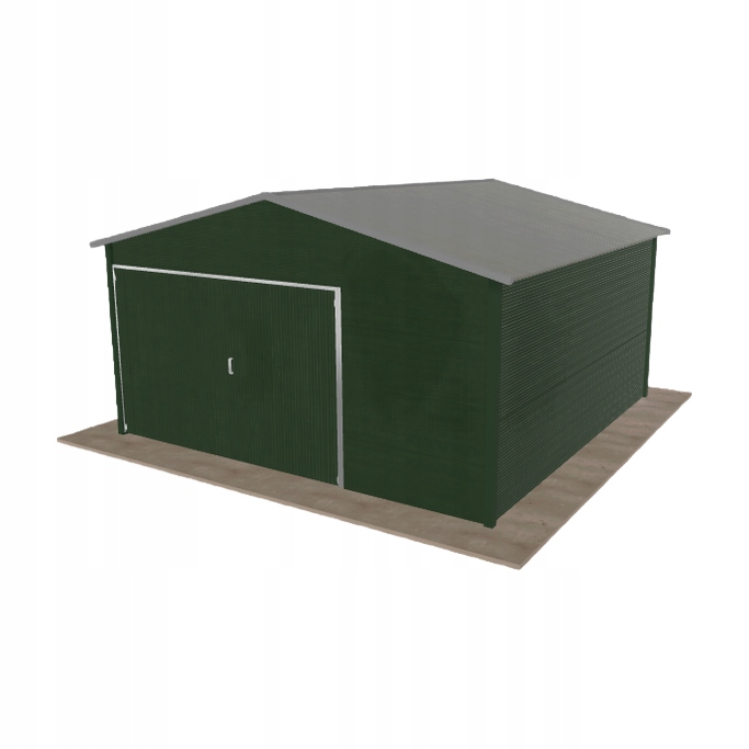 Plechová garáž 4.5x4.5 m jednopolohová, dvouspádová, zelená
