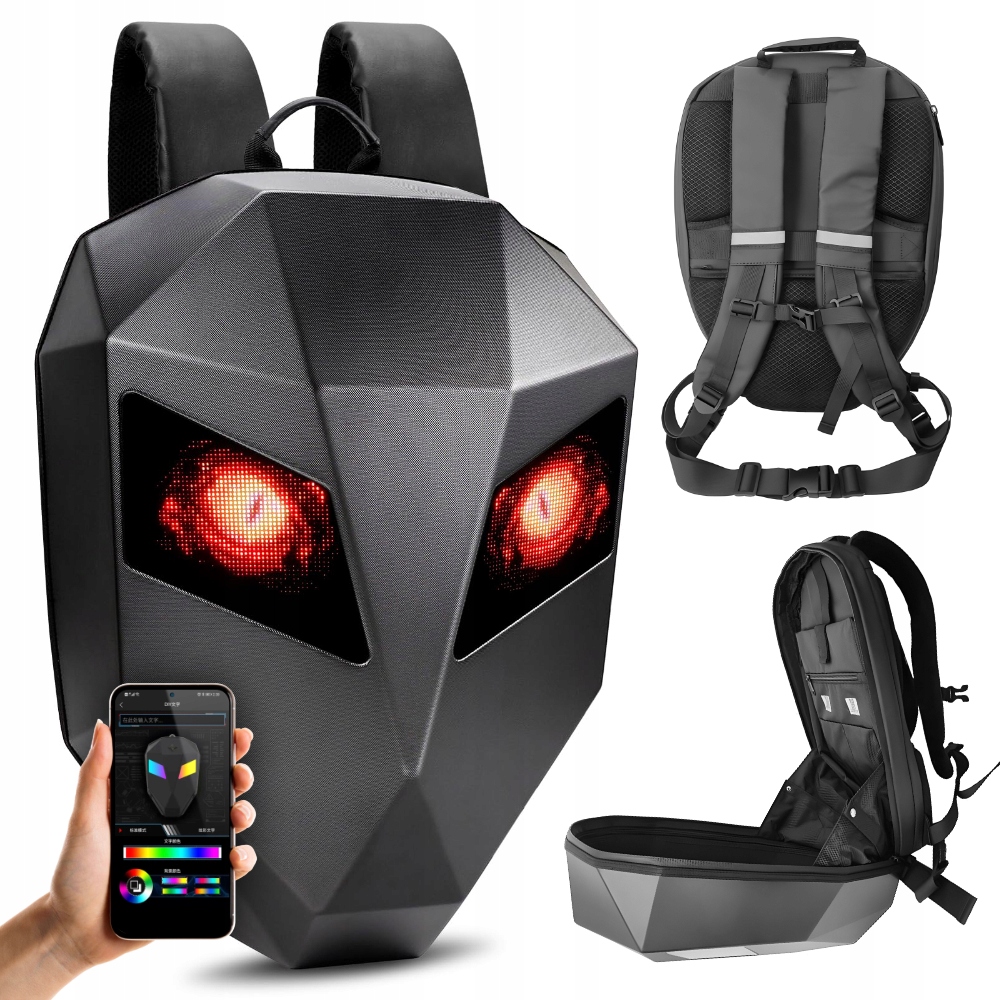 Batoh na motorku Iron Man Oči Led Obrazovka Pixel Art Prostorný Voděodolný