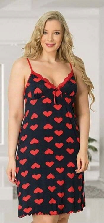 Košile Noční Viskóza Srdce Srdíčka 4XL