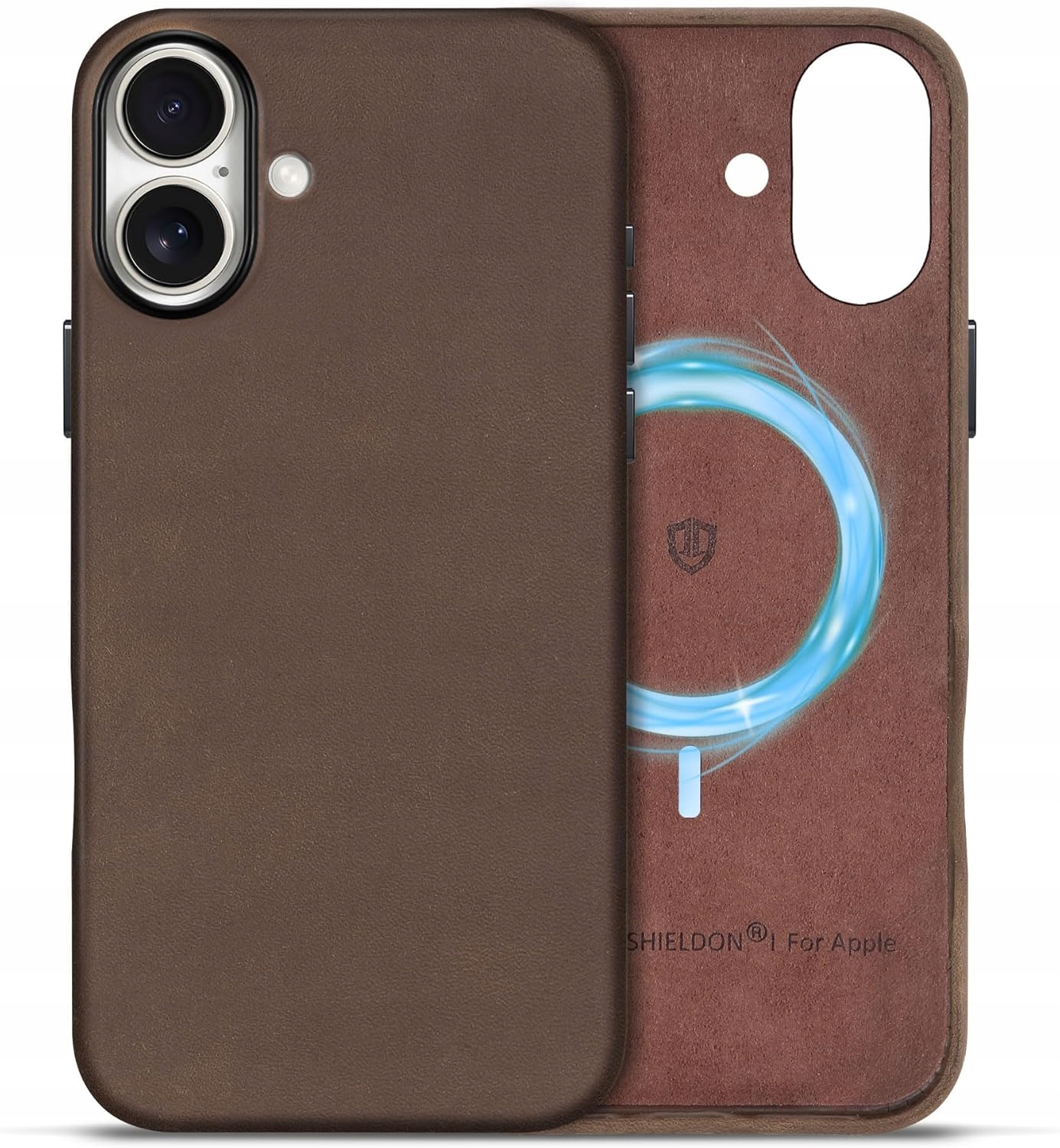 Pouzdro Zadní Kryt Shieldon pro iPhone 16 MagSafe Pravá kůže Hnědá