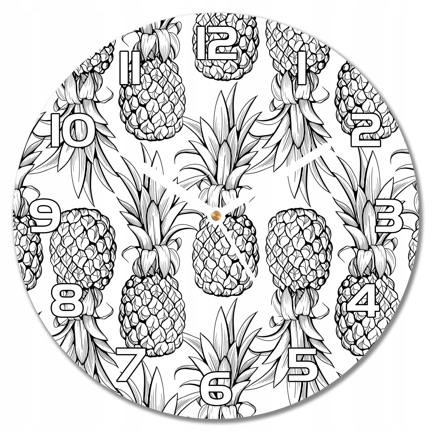 

Piękny okragły zegar ze szkła Ananasy f30 cm