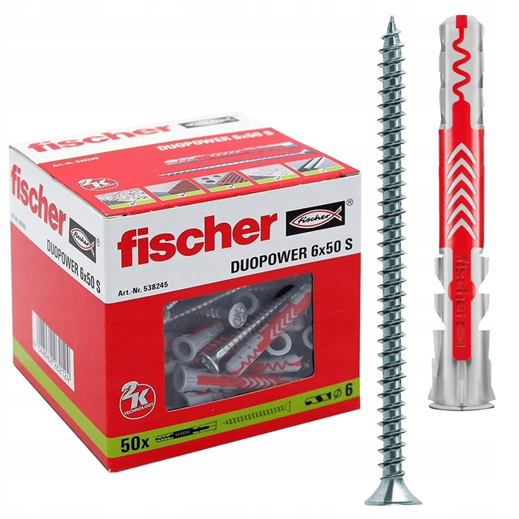 

Kołek Kołki Wkręty Duopower Fischer 6x50 S 50szt