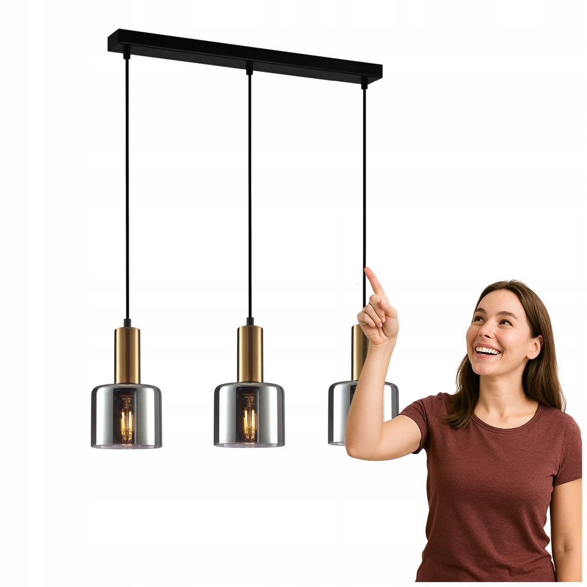 Stylová závěsná lampa Santia z mědi 3xE27 Italux