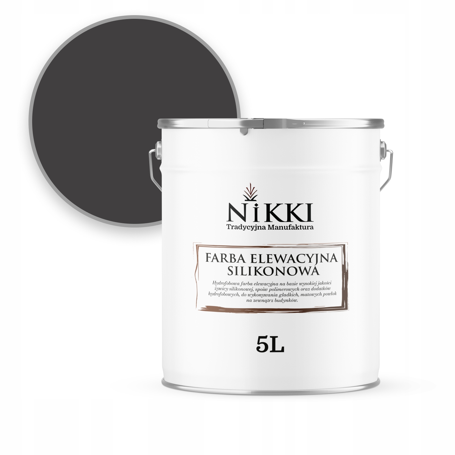 Fasádna Farba Silikónová 5 L Čierna F268 Odolná Voči Zelenaniu