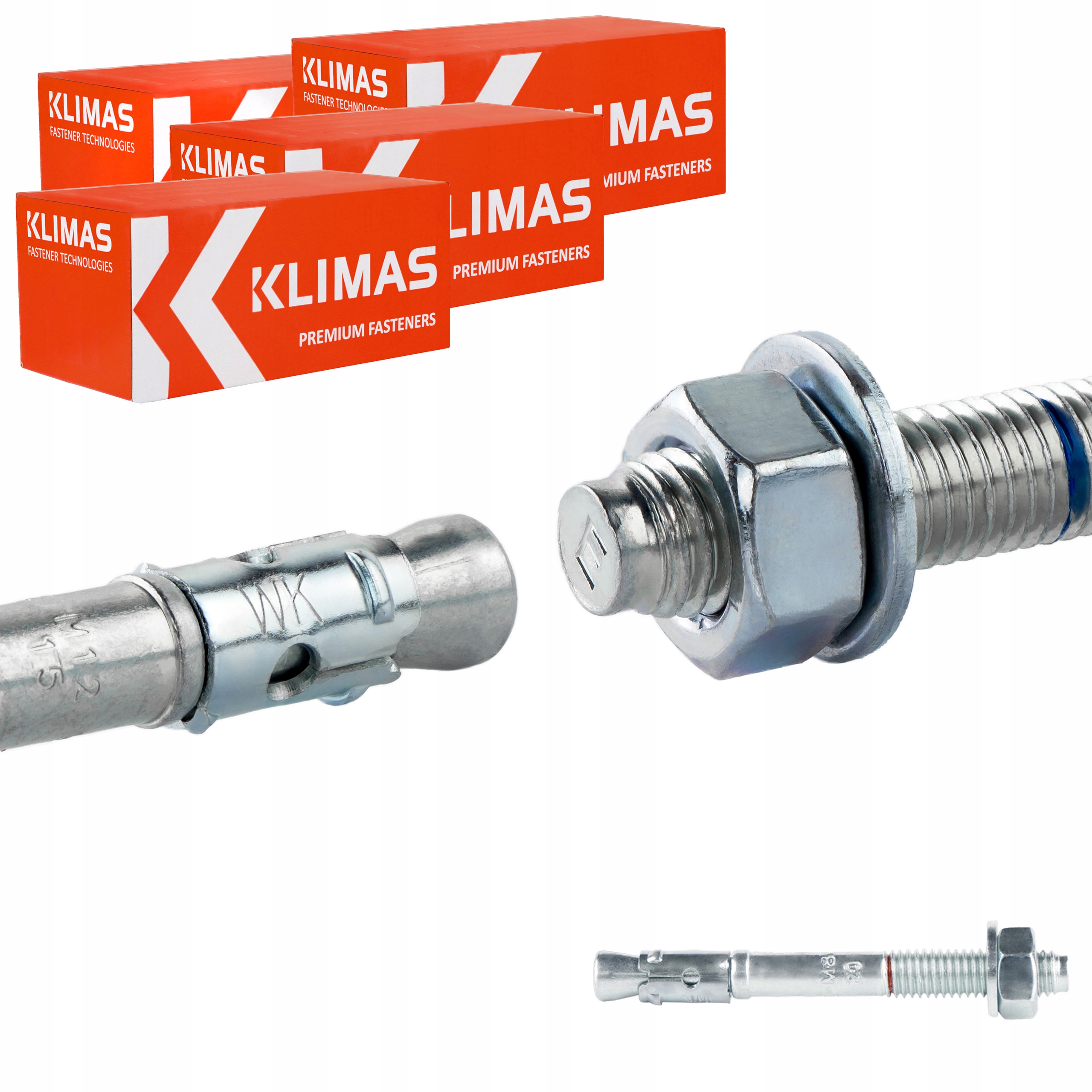 Oceľové kotvy do betónu M8 x 75 mm 400 ks mechanické Klimas Le-zn