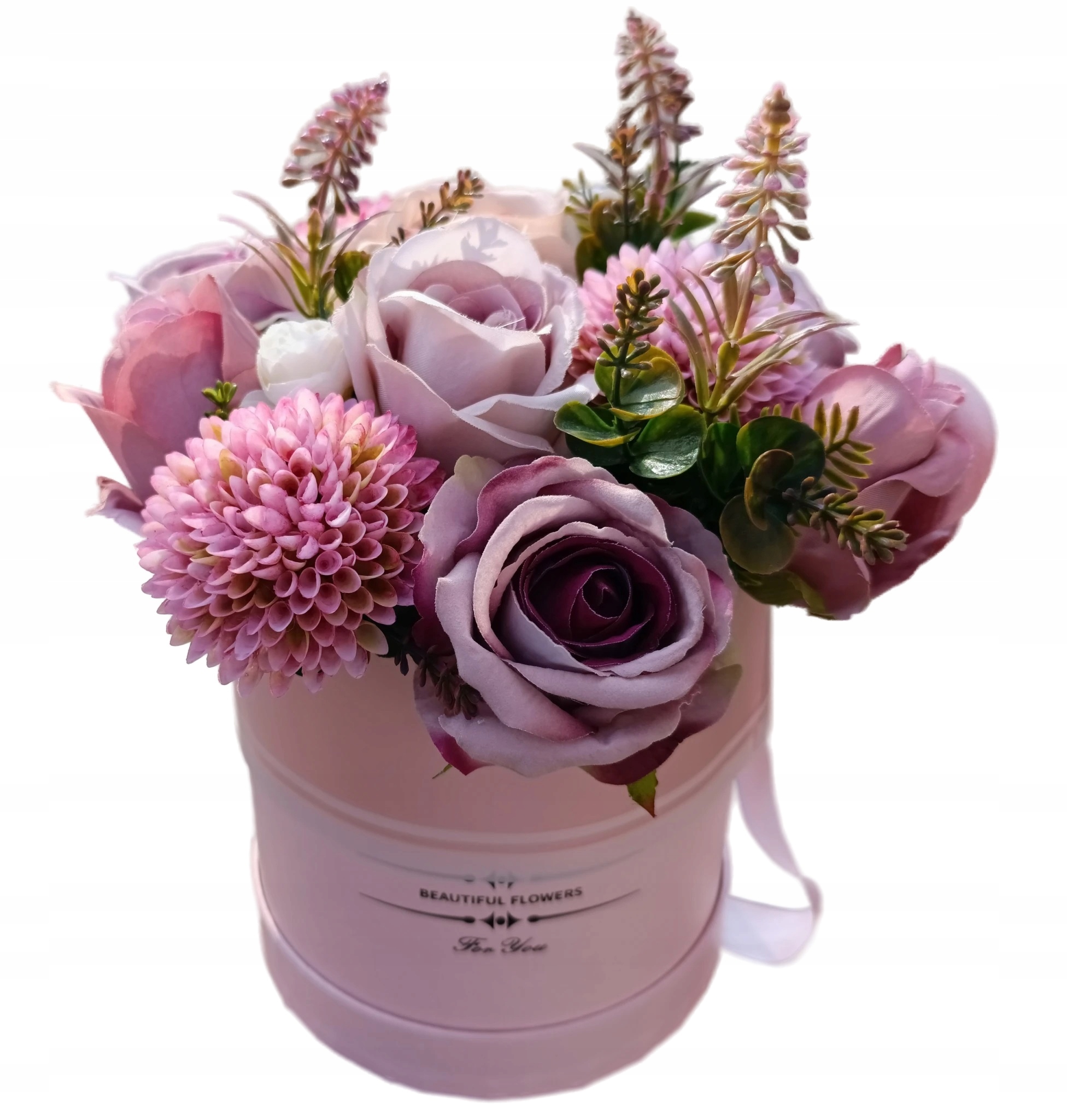 Flower Box Růžový – Velký – Kytice Umělé Květiny Růže – Dárek/s Věnováním