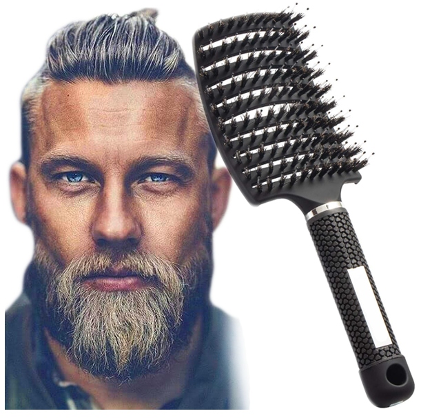 Męska szczotka do włosów z dzika CZARNA