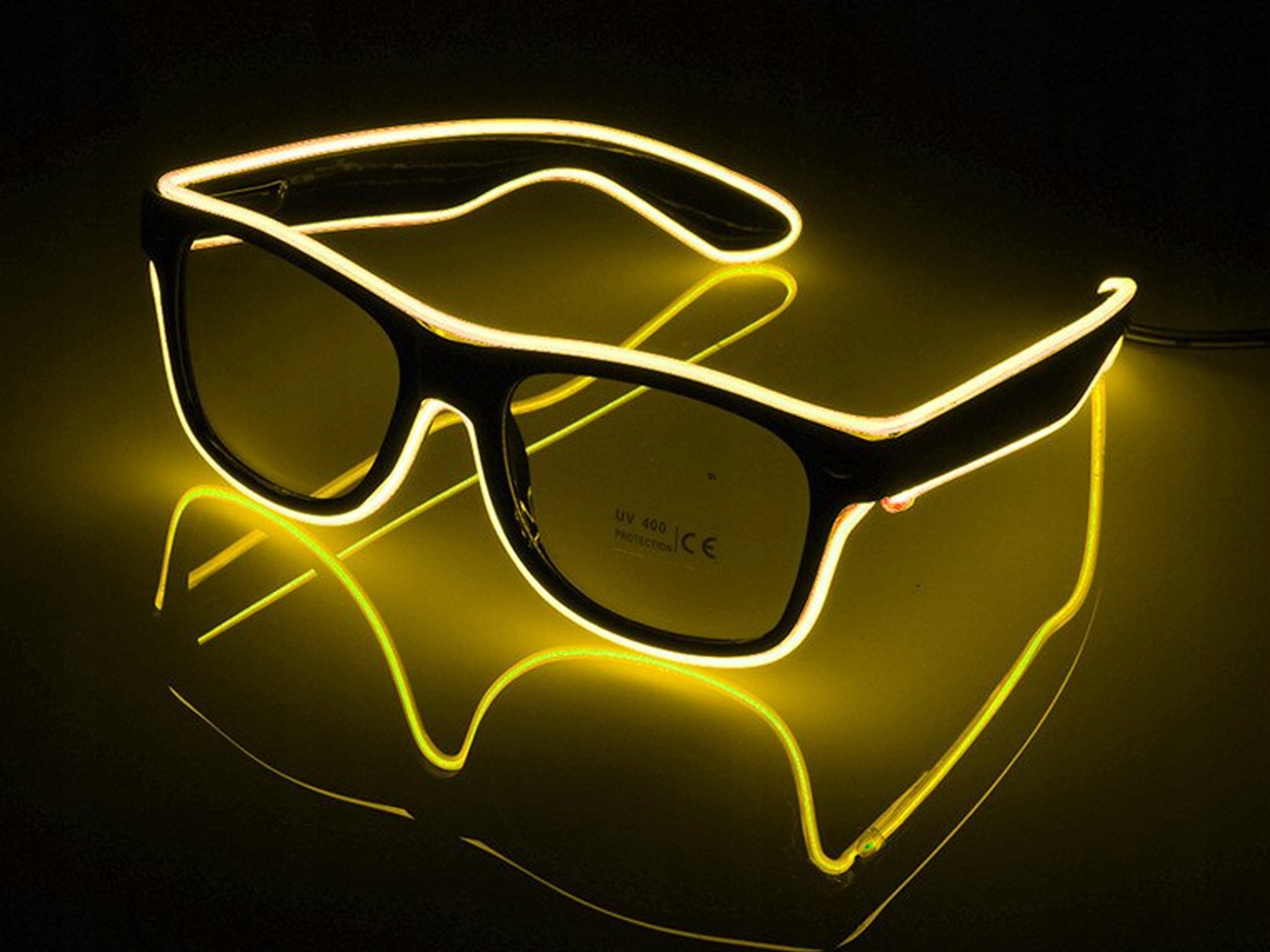 Voice очки. Неоновые очки. Защитные очки. Очки светящиеся с долларами. Светящиеся led очки, желтые.