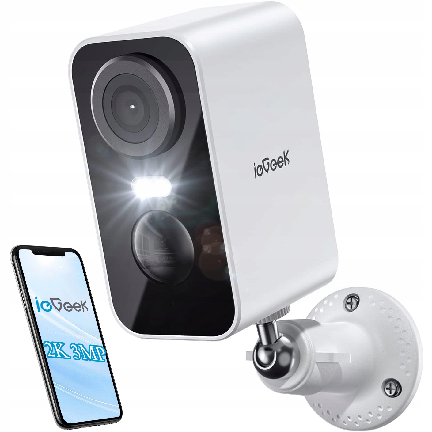 Venkovní bezpečnostní kamera Wifi 2K 3MPx Full Hd s baterií 5200 mAh