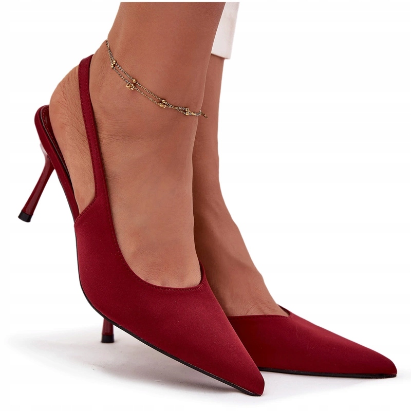 Szpilki Damskie Z Odkrytymi Piętami Szpiczaste Noski Bordowe 40