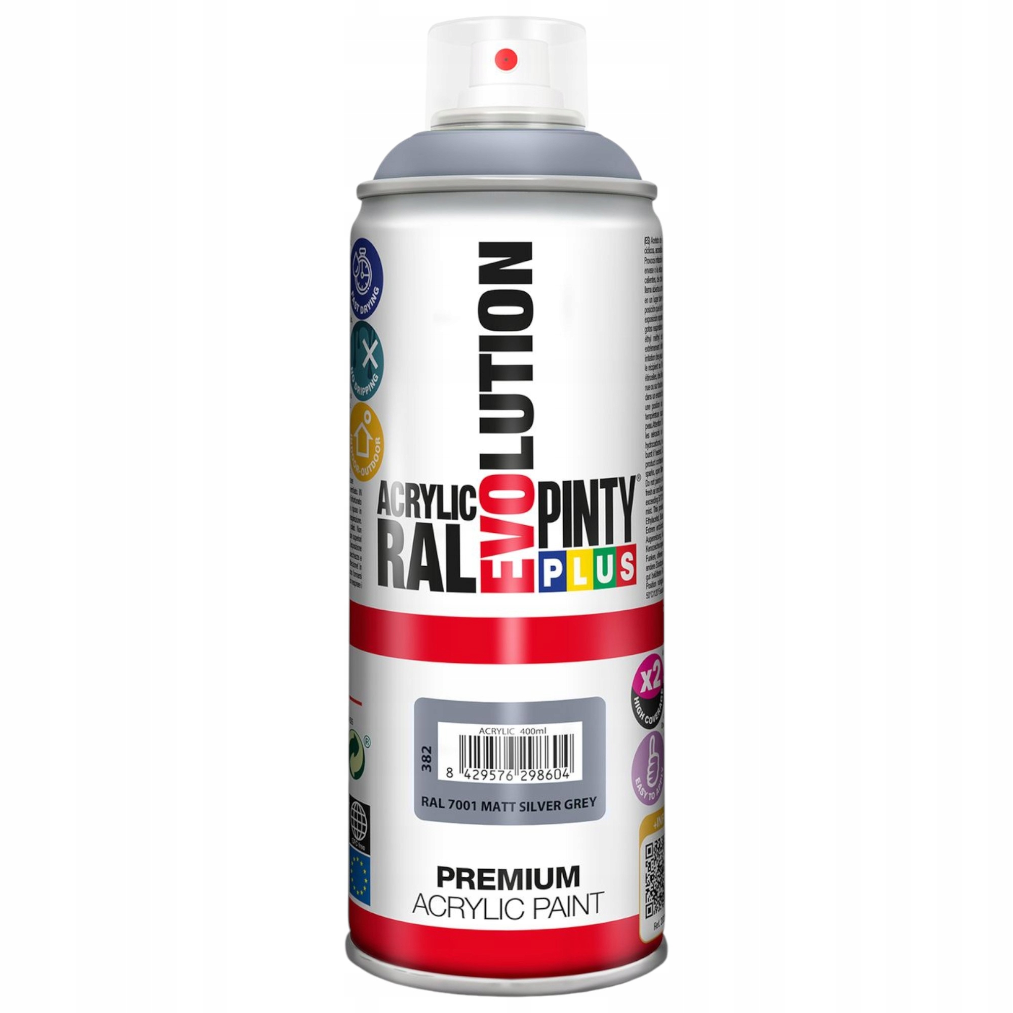 PintyPlus Lakier Akrylowy Matowy Spray Ral 7001 Srebrno Szary Mat 400ML