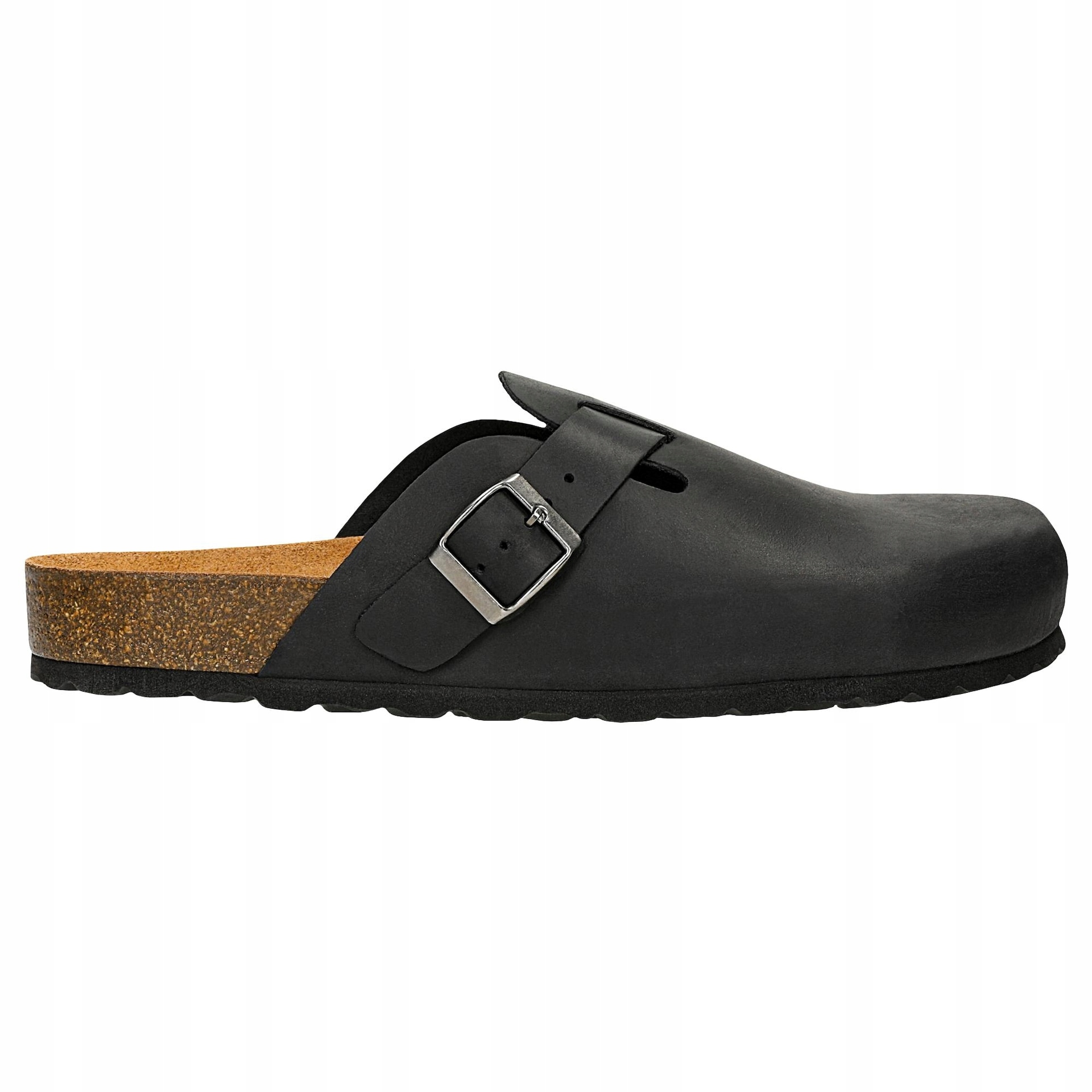 Černé nazouváky z kůže crazy horse s korkovou podrážkou vel. 42