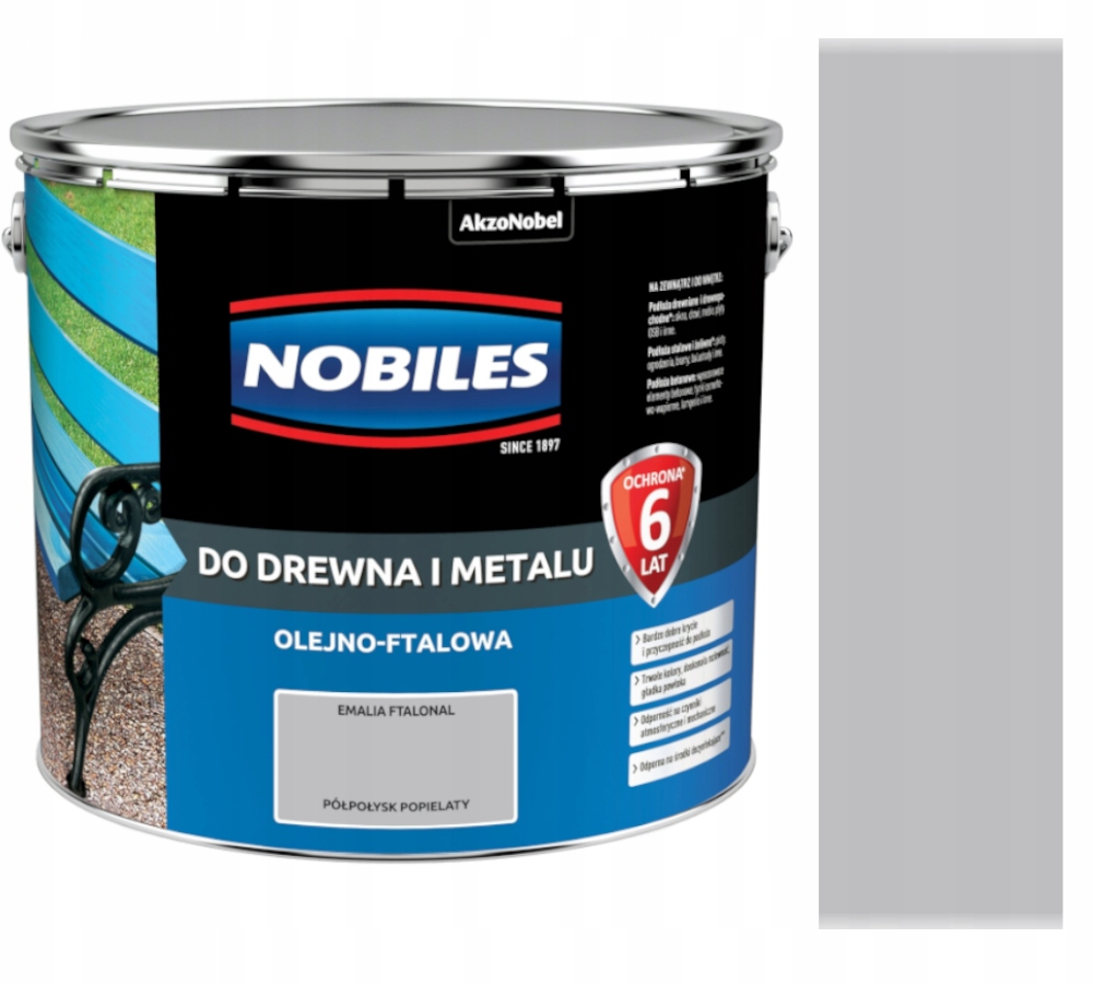 Nobiles Ftalátová Farba Na Drevo A Kov 10 L Popolavý Pololesk