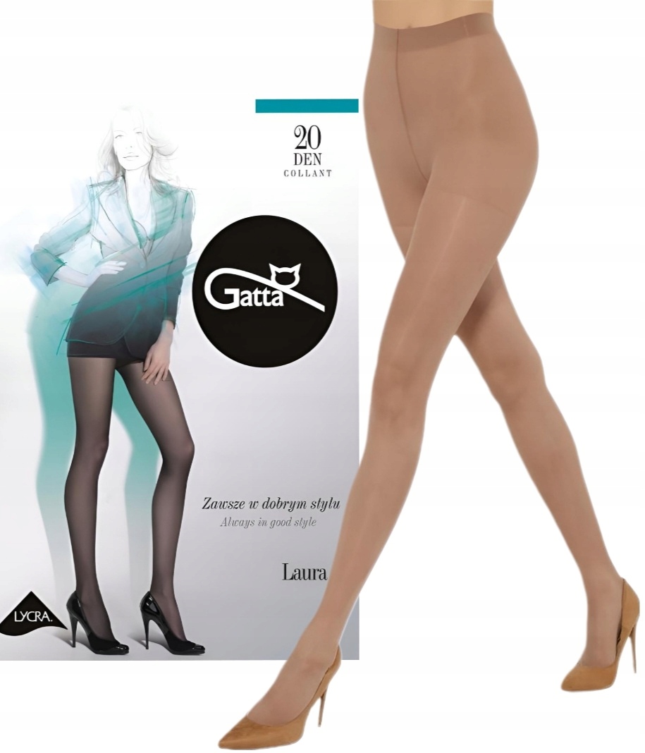 Klasyczne Rajstopy lycra Rajstopy Gatta Laura 20 den DAINO beżowe r.2-S + N