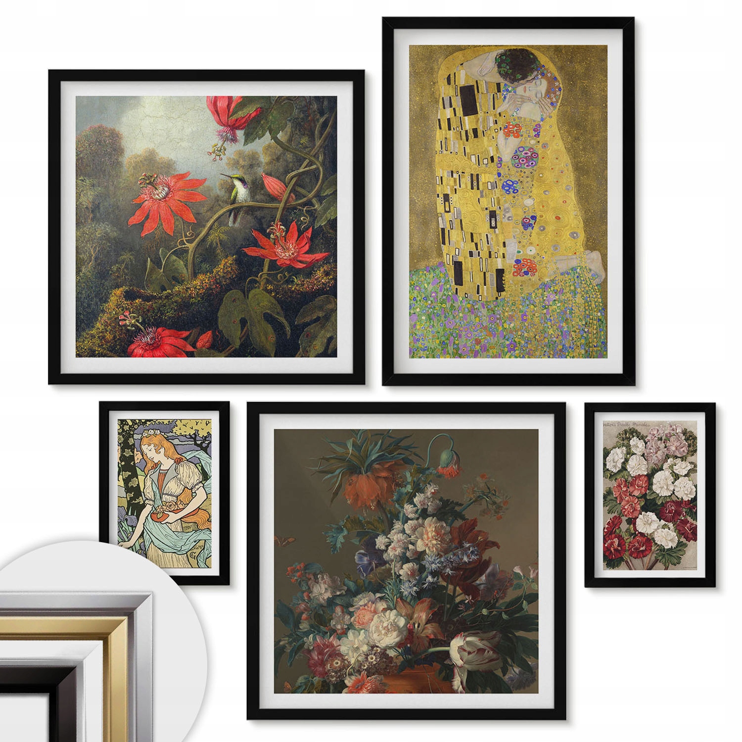 Vícedílná sada 5 obrazů Polyptych Komplet Květinové umělecké kompozice